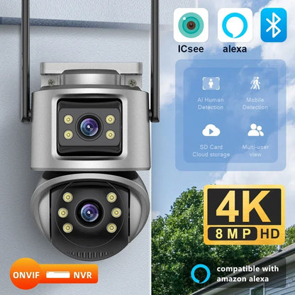 Security: Smart 4K 8MP HD Dual Lens Outdoor Camera